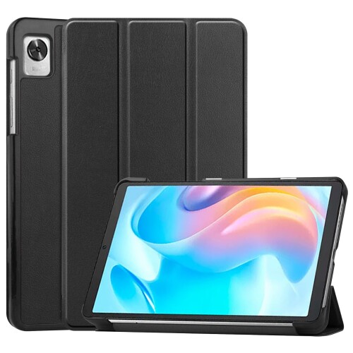 For Oppo Realme Pad Mini 8.7インチ ケース タブレット 三つ折りスタンド 高級PU レザー 耐衝撃 傷つけ防止 For Oppo Realme Pad Mini 8.7インチ カバー (ブラック)