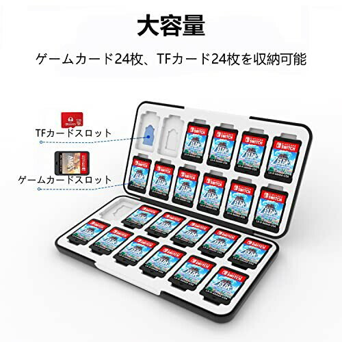 PGRTYOF Switch ゲームソフト ゲームカード収納ケース 24点収納可、ハードシェル保護・耐久24スロットカード＆24スロットマイクロSDカード収納ホルダーボックス、スリムでポータブル(サッ