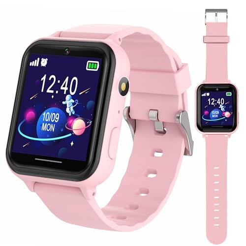 PTHTECHUS R キッズ 子供 腕時計 スマートウォッチ smart watch for kids 自撮りカメラ 写真 ゲーム 音楽再生 かわいい目覚まし時計 アラーム 歩数計 カロリー 録音 子供の日 幼稚園 入学祝い …