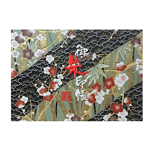 千糸繍院 御朱印帳WM西陣織 金襴装丁/刺繍文字 蛇腹式48ページ 見開き中判 (銀色刺繍文字／生成り本文)