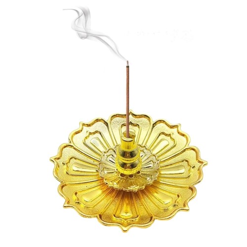 TUMETINSS 線香立て お香立て お香たて 仏壇用皿 香皿 多機能 茶道 書斎 喫茶店 ゴールド ロータス三宝..