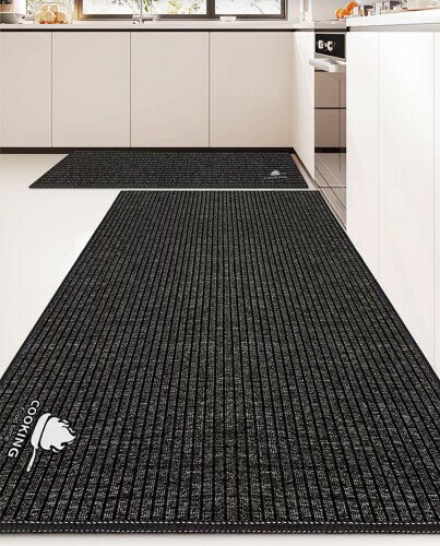 Bcrio キッチンマット 拭ける 洗濯いらず TPRマット 滑り止め 撥水 防汚 厚さ7mm クッション性のある お手入れ簡単 ずれにくい 台所マット （ブラック03，40*90）