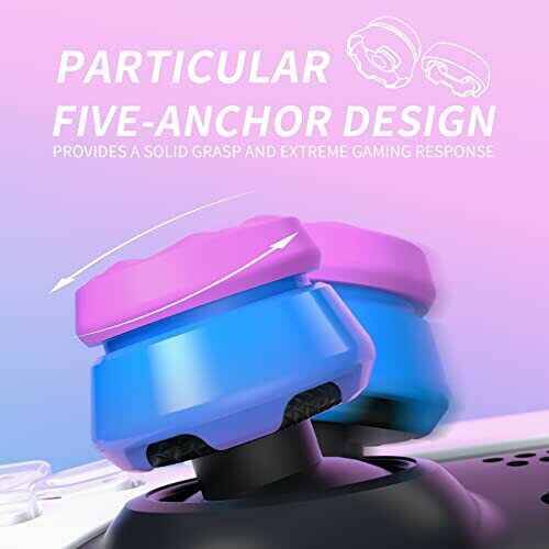 PlayVital Thumbs Pro HURRICANE ps5コントローラーに対応用サムスティックエクステンダー、ps5コントローラーに対応用ジョイスティックキャップグリップ-2 つのハイレイズ＆2つのミッドレイズ