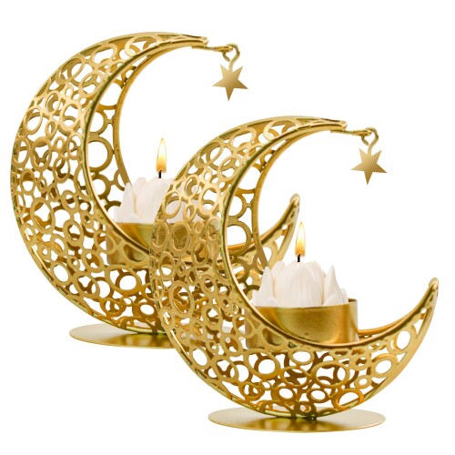 MrMrKura キャンドルホルダー 三日月 2個セット キャンドルスタンド メタル ろうそく立て おしゃれ ロウソク立て かわいい 月 ムーン アロマ インテリア 北欧 蝋燭台 人気 蝋燭ホルダー 蝋