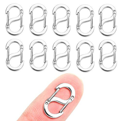 (AutCreation) ステンレス鋼 キーホルダー カラビナ S字型接続金具 ナスカン ブレスレット留め具 ネックレス留め具ジュエリーアクセサリーパーツ 手作り 素材 (シルバー, 22mm)