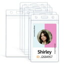Pawfly 6 パック 縦型 ID カード バッジ ホルダー 防水 クリア PVC カード スリーブ ケース カバー 高耐久 カード プロテクター ポーチ 再密封可能なジッパー付き 近接キーカード 運転免許証