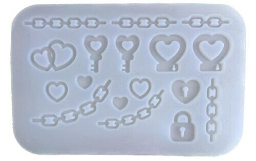 シリコンモールド レジン シリコン型 ハートとチェーンデザイン レジン用モールド 9.2cm x 6cm クラフト DIY用 hdm03
