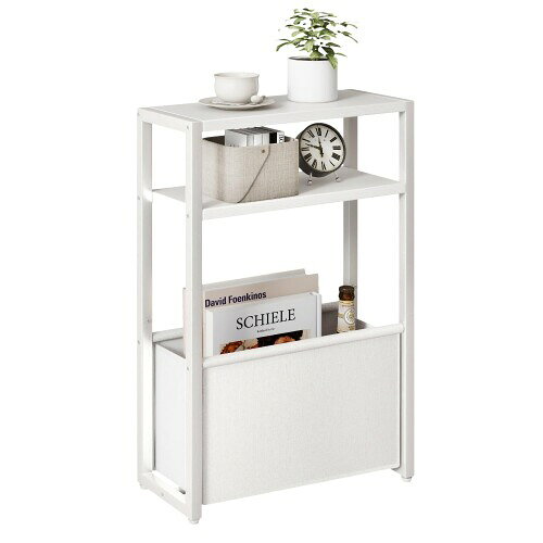 IBUYKE スリムサイドテーブル 布袋付き 収納棚付き 幅43×奥行18×高さ65cm 3段 ベッド横 マガジンラック..