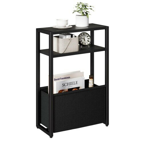 IBUYKE スリムサイドテーブル 布袋付き 収納棚付き 幅43×奥行18×高さ65cm 3段 ベッド横 マガジンラック..