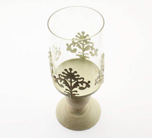 Olive-G アンティーク調 キャンドルホルダー 取り外し可能 スタンドガラス付 WHITE