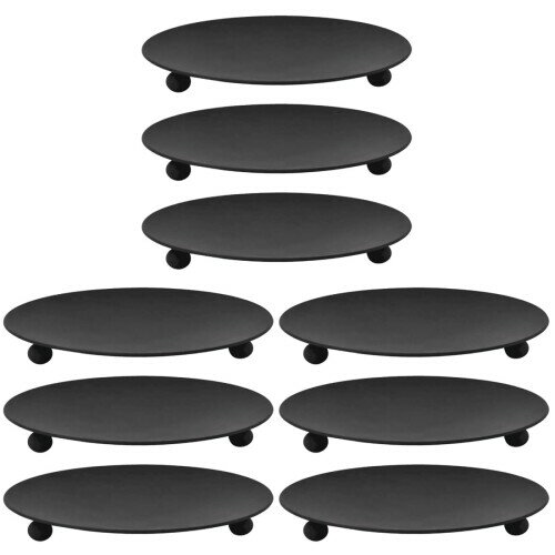 HOLIDYOYO アイアンキャンドルプレート 9個セット 4.5Cm高さ ブラック キャンドルトレイ シンプルデザイン パーティー ホーム 結婚式 飾り用