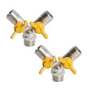 Aopin3ウェイボールバルブ真鍮G 1/2" おねじ x G 1/2" おねじ x G 1/2" おねじバルブ水、油、ガスの液体を遮断、ビニールハンドル付き、に適しPEX、銅、HDPE2 個