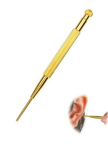 LYHMHAMY バネ式 耳つぼ スティック 真鍮製 マッサージ棒 ツボ押し 筋膜リリース 両頭マッサージツール 位置確認 軽量 男女兼用
