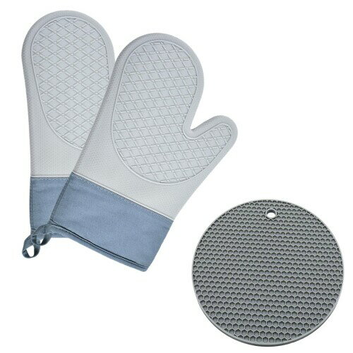 耐熱手袋、絶縁パッド、シリコン絶縁パッド、火傷防止絶縁パッド、耐熱性、電子レンジ、ベーキング、ケーキ、揚げ物、鍋料理に適しています。グレーの断熱手袋 1 組 (28CM x 19CM x 14CM)
