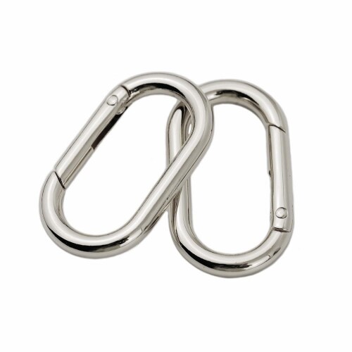 2個セット 長円形カラビナ/楕円カラビナ/オーバルカラビナ フック/リングフック キーホルダー/アクセサリーパーツ (34mm, シルバー)