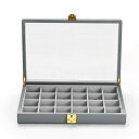 Oirlv ジュエリートレイ 蓋付き 24区画 フェイクレザー ジュエリーボックス 大容量 指輪 イヤリング ネックレス ディスプレイ 収納 高級 おしゃれ 適...