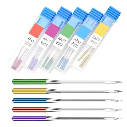 ミシン針 家庭用ミシン針 薄生地 中厚地 厚生地5サイズ収納ケース付き 15本入り(9#/11#/14#/16#/18# 各..