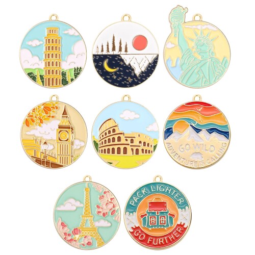 (AAGWW) 8個セット22*25mm 8種類のスタイル アクセサリー アクセサリーパーツ 装飾品 工芸品 手作り DIYアクセサリー ネックレス/イヤリング/ペンダントデコレーション 合金（製品の内容：世