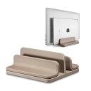 ノートパソコン スタンド 縦置きPUレザースタンド 、2台収納 ホルダー幅調整可能、MacBook/Air/Surface/Pad/スマートフォン等 (アプリコット)