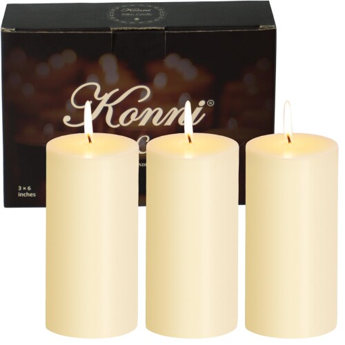 KAMMAK ピラーキャンドル ロウソク ろうそく 3個セット 直径75mm×高さ152mm 燃焼時間約168時間 無香料