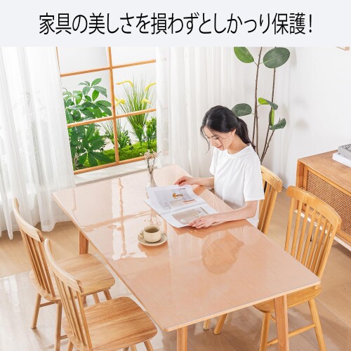 アルメリアセカンドストアの透明 テーブルクロス PVC テーブルマット 75*120cm 無臭 縮みなし 長方形 PVC製 デスクマット 厚さ1.5mm 防水 汚れ防止 撥水加工 矩形 テーブルカバー はカスタマイズ可能です｜アングル2