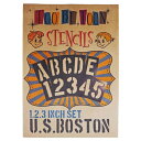 ステンシルシート アルファベット大文字&数字セット U.S.BOSTON (1,2,3インチ 3サイズセット)