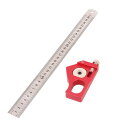 FTtool アルミ製 スチール直尺 30cm 定規 リミット調整ブロック マグネット内蔵 親指留めあり 45/90度角度 DIY木工/家具製作 測定 マーキン...