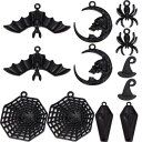 SUNNYCLUE 6種36個 ハロウィン ゴシック風 チャーム 蜘蛛 チャーム 暗黒風 チャーム 魔女の帽子 チャーム 蝙蝠 鬼 パーツ ムーン ピアス 月 イヤリング 十字架 ネ