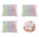Natiform 3Pcs クリア Pvc ボタン ケース 鉛筆 バッグ トイレタリー お受験 ペン