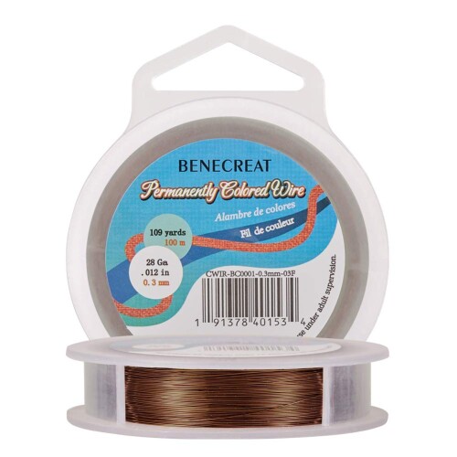 BENECREAT 全長100m線径0.3mmアクセサリーワイヤー アートワイヤー 光沢感 変色防止カッパーワイヤー ..