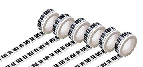 naissant かわいい ピアノ 鍵盤 の マスキングテープ 6個 セット 15mm 音楽 キーボード 好きな人へ