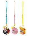 (ズーン) 花ちりめん おみくじ 鈴(8mm) 和柄 ちりめん 根付け キーホルダー(3個入)セット2(藍、山吹、サクラ)