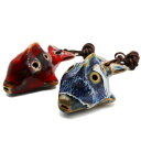 6穴オカリナ 魚型オカリナ アルトC セラミック オカリナ 楽器 Cキー 初心者 キッズ 子供 2個入り 赤と青のセラミック オカリナ 装飾(魚型)