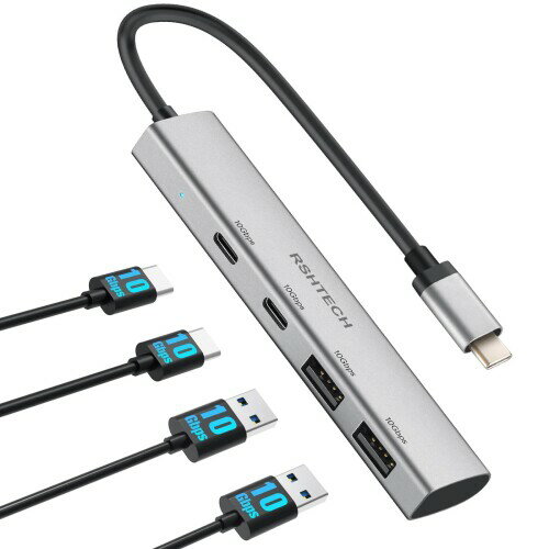 RSHTECH USB C nu 10Gbps 4|[g Type C x2 Type A x2 X݌v USB 3.2/3.1 Gen2 nuMacBook/Surface Book/iPad Pro/Galaxy S2/WindowsȂǂɑΉiRX05j