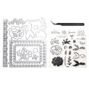 URROMA花と植物の抜き型,カッティングダイとシールセットカットステンシルDIYスクラップブッキングフォトアルバム装飾エンボス紙カード作成