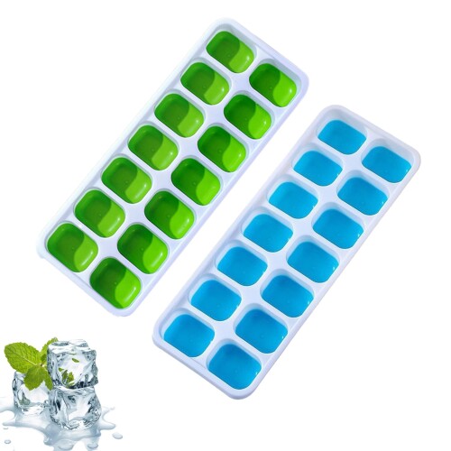 yowodana 製氷皿 四角氷 (2個セット28個取り) シリコン製氷器 蓋付き 氷トレー 小分け 冷凍保存 ソフト取り出しやすい 大容量 耐久性 DIY アイスクリーム ジュース 多用途 お菓子お茶やお酒