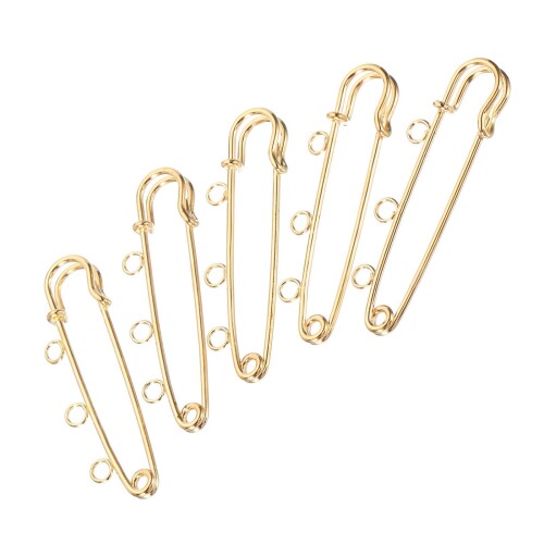 YOKIVE 安全ピン 20 個 穴付き大型金属ピン 裁縫バッジクラフト 家庭 ショップ 日常使いに最適 (金色ト..