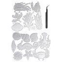 URROMAオーシャンアニマル金属抜き型,海洋植物抜き型と紙セットカットステンシルDIYスクラップブッキングフォトアルバム装飾エンボスカード作成