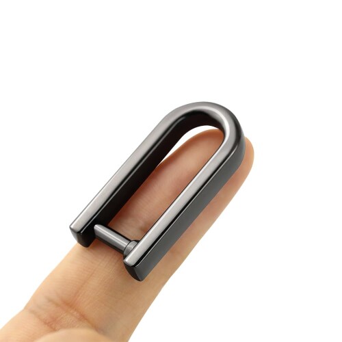 2個入 ネジ式 Dカン 内径8mm 小サイズ Dリング バッグ 留め金具 U字金具 キーリングパーツ バッグ金具 頑丈 d環 メッキ良品 ホースシュー形 Dカンネジ式 (ブラック)