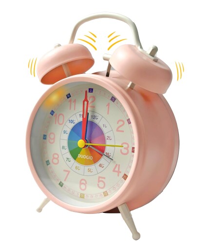 DUOGIO 目覚まし時計 ベル大音量アラーム 子供 知育時計 2025 アップグレード 鉄制 置き時計 静音 連続..