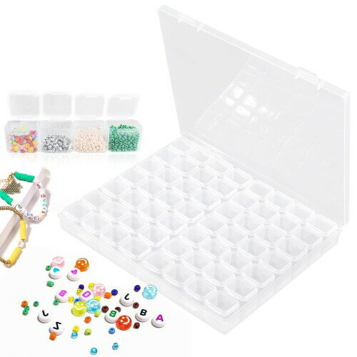 パーツケース ビーズ収納ケース 56分割 リムーバブル PPボックス パーツケース 小分け ネイルパーツケ..