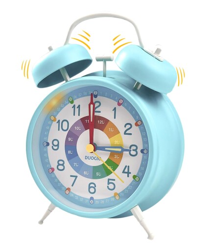 DUOGIO 目覚まし時計 ベル大音量アラーム 子供 知育時計 2025 アップグレード 鉄制 置き時計 静音 連続..