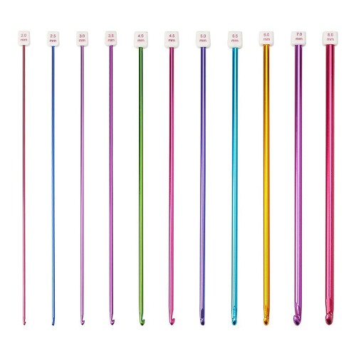 YBGGJO かぎ針 編み棒 11本入 編み針 毛糸編み針 編み物道具 アルミニウムフック セーター マフラー ニ..