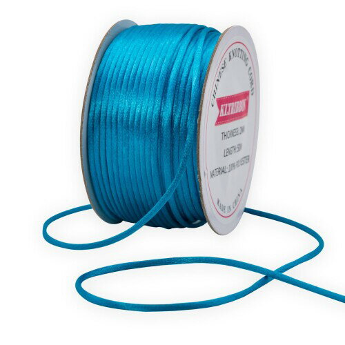 KLTRIBBON 2mm オーシャンブルー サテンラットテールコード 中国結び紐 - ブレスレット ネックレス ジ..