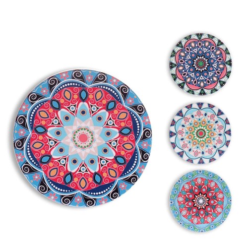 コースターセラミック吸収性コースターコルクベース、カップの種類用ホルダー付き、ダイニングルームの..