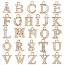 SUNNYCLUE 52個26種 ゴールド アルファベット チャーム 文字 ラインストーン A-Z柄 チャーム ジルコン レター チャーム キラキラ 26文字セ...