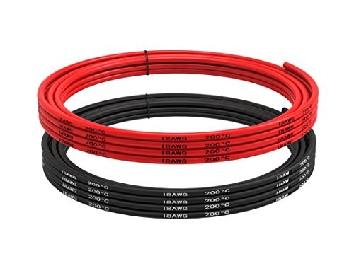 18 AWG電線(3 m黒と3 m赤) 18ゲージのシリコーンワイヤーフックアップワイヤー錫メッキ銅線のケーブル