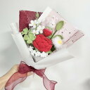 JOMODECOR 手作りローズ 毛糸の花束 イチゴウサギ 小菊 四つ葉 カスミソウ かぎ針編みフラワーブーケ 枯れない花 ハンドメイド 室内インテリア クロシ...