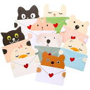 MYLCHBDJ レターセット 手紙 メッセージカード 便箋 レターセット おしゃれ 手紙セット ミニレター ミニカード 9種セット アニマル 9枚 猫/犬/熊...