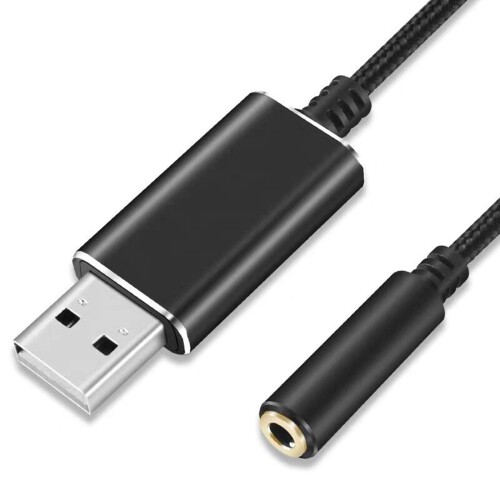USB 3.5mm メス オーディオ 変換 ケーブル BEADY USB外付け サウンドカード ステレオ オーディオアダプター 4極 マイク機能対応 Windows Mac Linux PC パソコン ブラック 長さ1メートル
